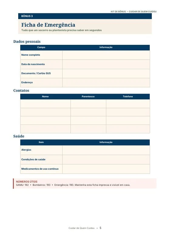 Ficha de Emergência